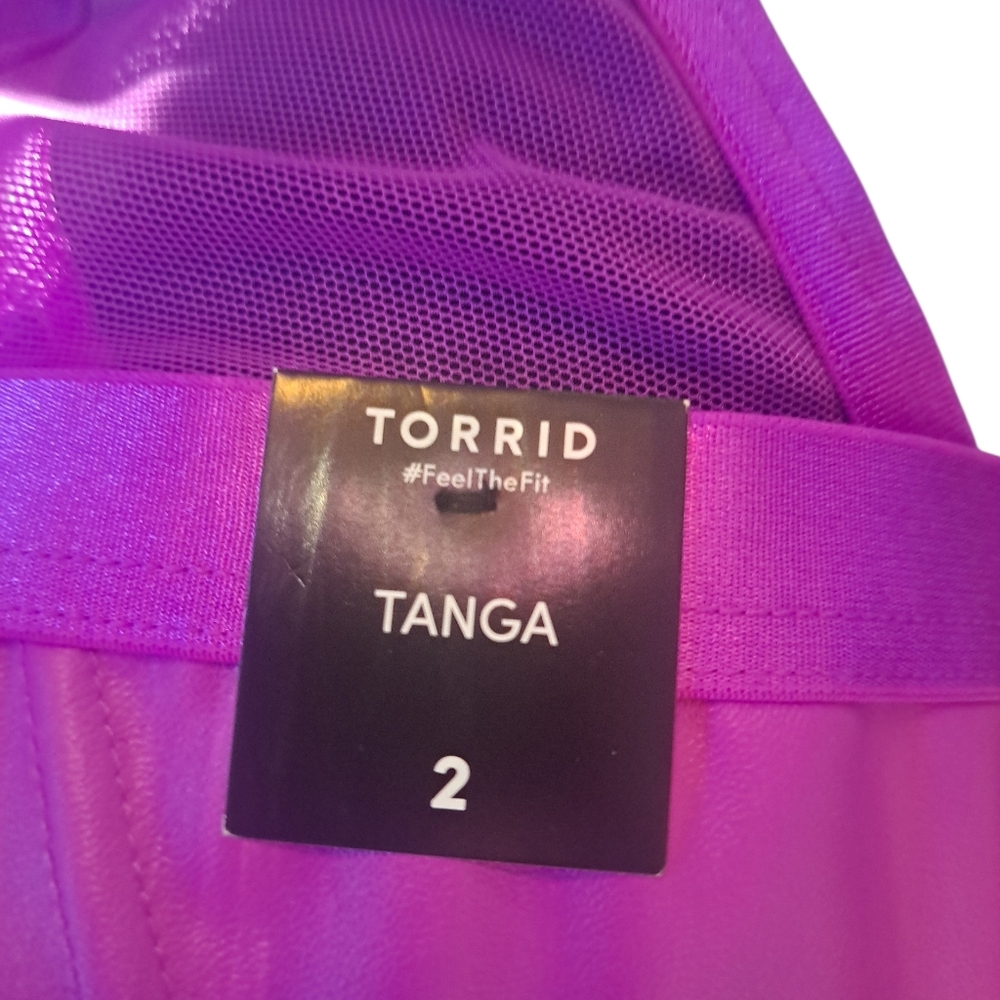 #132 Torrid 2 Pleather Mid Waist High Leg Cheeky - Vivid Violet - Picture 5 of 5